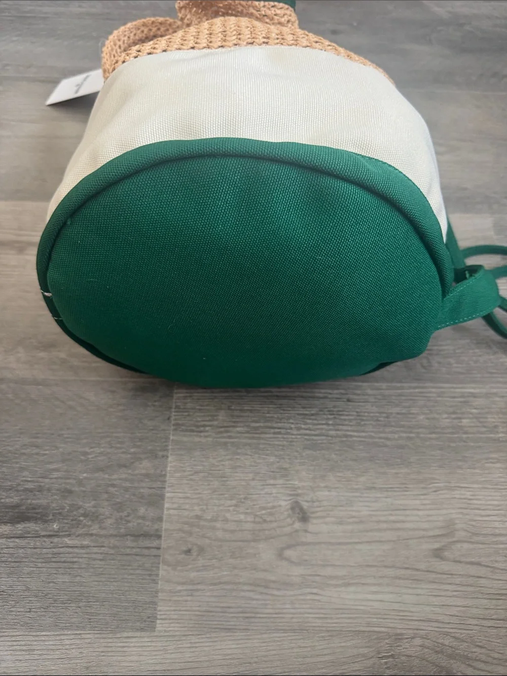 Rosie Assoulin x Target Straw & Cream Drawstring Bag w/Green Trim& Handle NWT